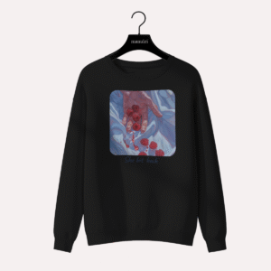 Black sweatshirt with intense illustrated artwork on the front, Manulei chapter collection